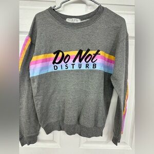 Pastel Striped Sweatshirt, Do Not Disturb, size medium, gray